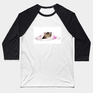 Kitten in Santa Hat Baseball T-Shirt